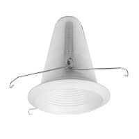 15512WH Shallow Cone Baffle Trim, 5-3/8 in ID x 7-3/4 in OD, Incandescent Lamp, For Use With 15014A 5 in Recessed Housing, Aluminum