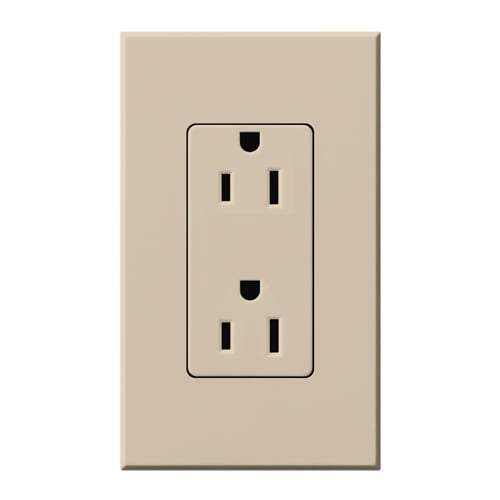 NTR-15-TR-TP Architectural  Tamper-Resistant Duplex Receptacle with Wall Plate, 15 Amp, Matte, Taupe