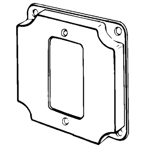 8362 Raised Electrical Box Cover, 4 in L x 4 in W x 1/2 in D, GFCI Receptacle Cover, Steel