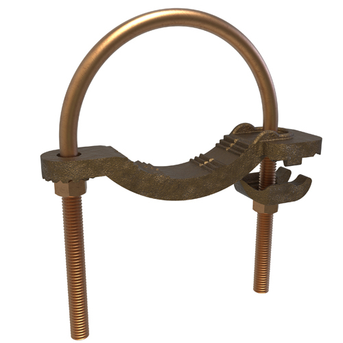 GPL3904BU ClearChoice Type GPL3 Large U-Bolt Ground Clamp, 4 to 4/0 AWG Conductor, Cast Bronze