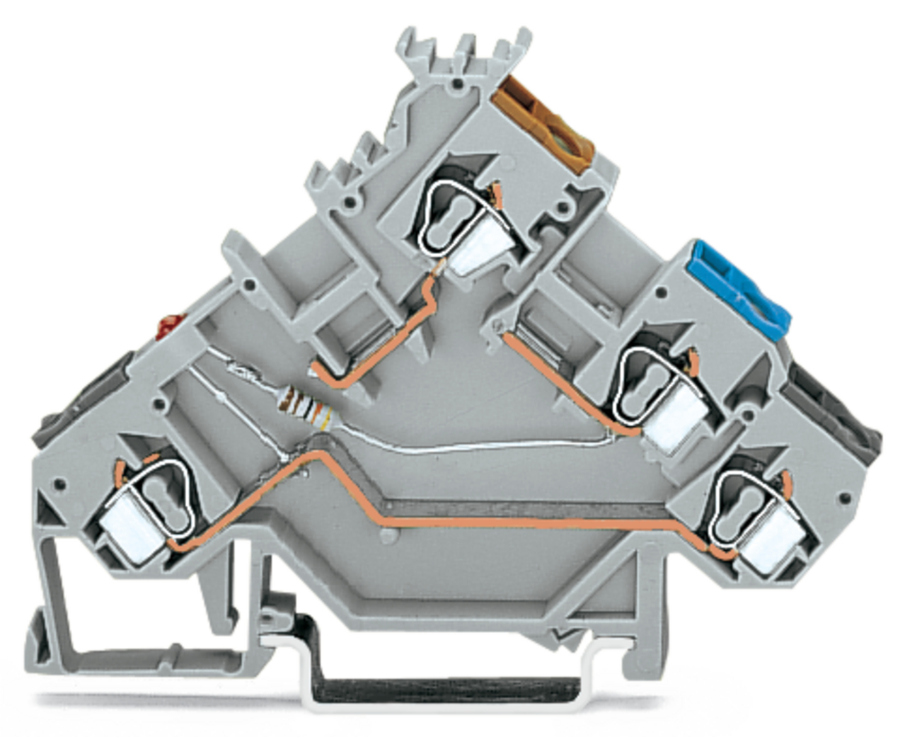 280-561/281-413 Operating Tool Sensor Terminal Block, 24 V DC, 20 A, 28 to 12 AWG Wire, 2 Poles, DIN Rail Mount
