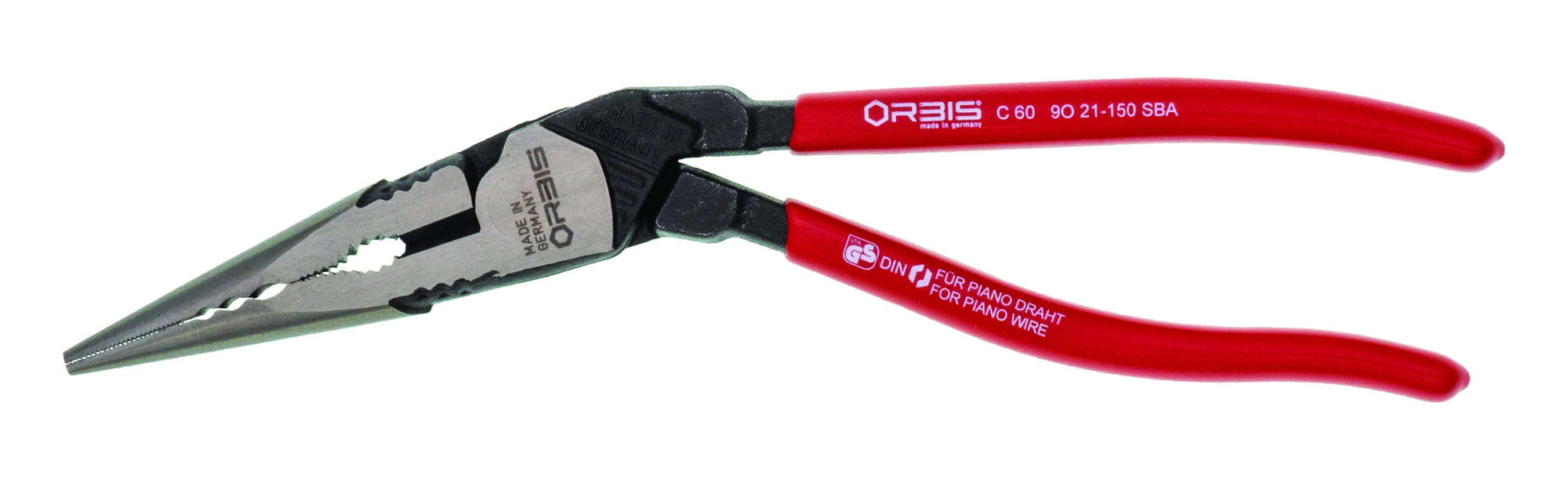 Long Nose 25° Angled Pliers, 8 3/4 in., Plastic Coating