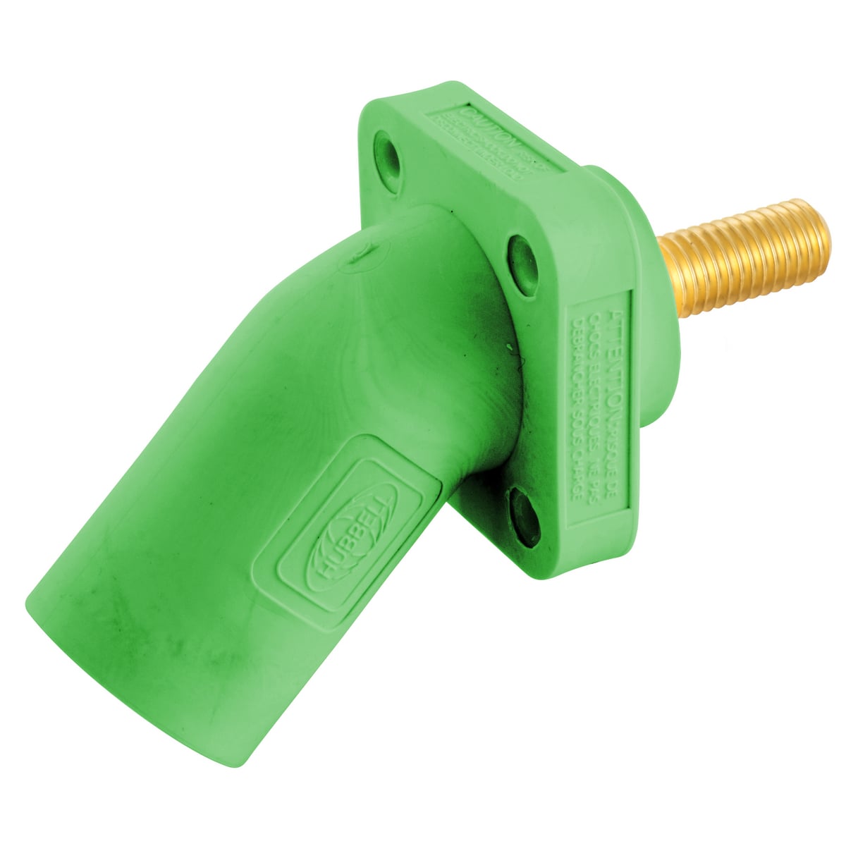 HBLMRASGN 16 Series 1-Pole Angled Inlet Male Standard Stud Single Pole Receptacle, 600 V AC/250 V DC, 400 A, 4 to 4/0 AWG Wire, Screw Terminal Connection, 3R/4X/12 NEMA Rating