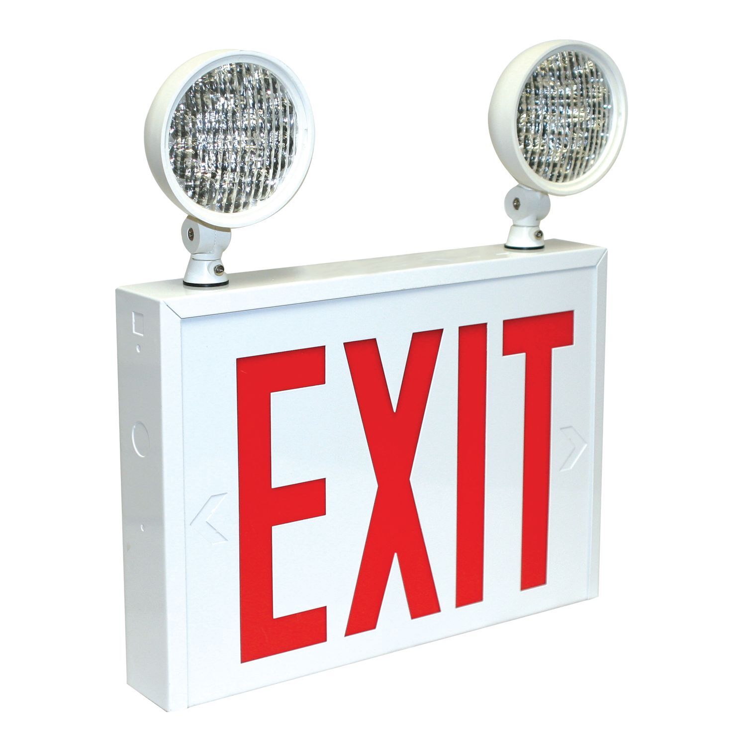 RCS283LED Atlite Heavy-Duty Rectangular Emergency Exit Combination Light, 120/277 V, White Powder Coated Housing, Exit Legend