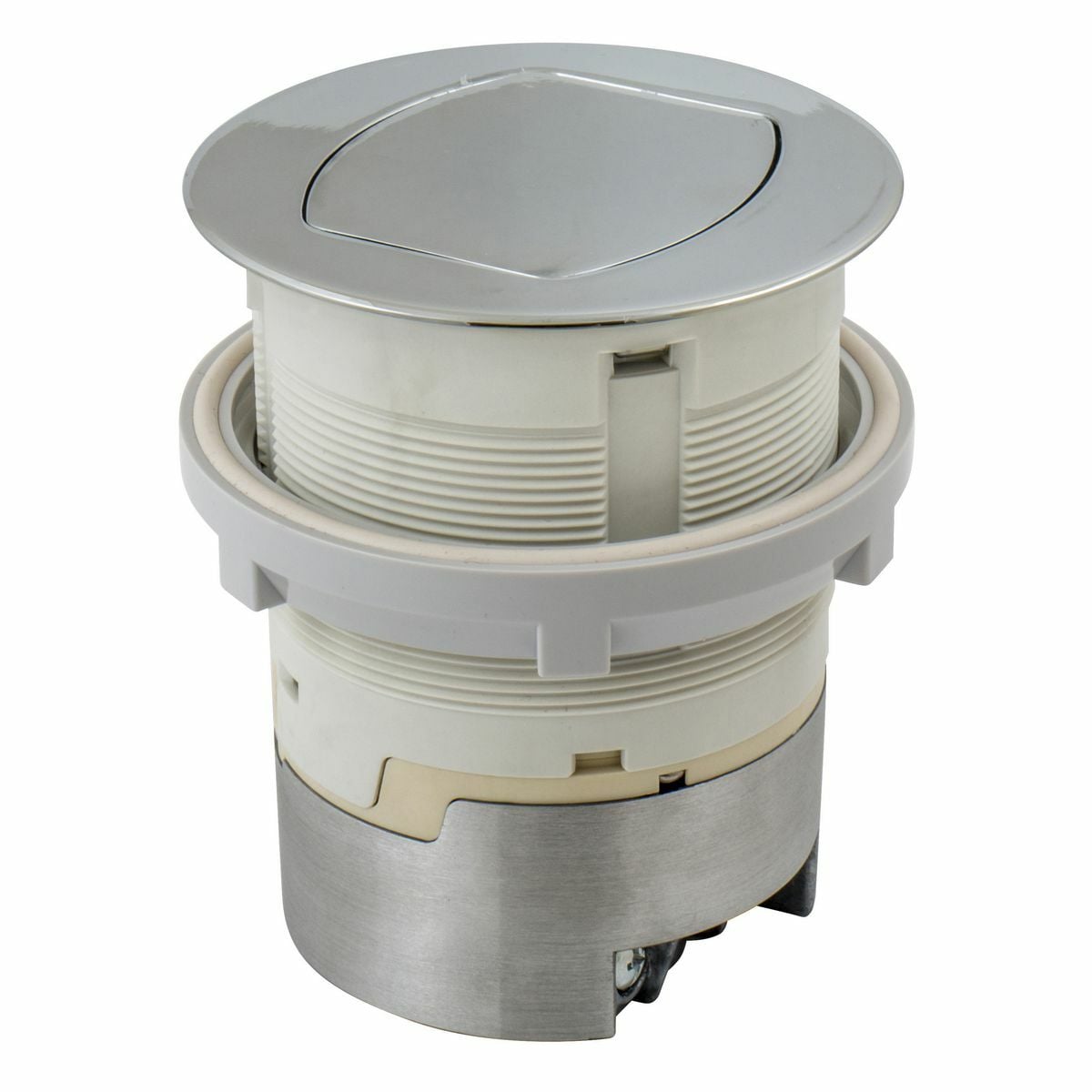 RCT221CH 1-Outlet Counter Pop-Up Standard Spill Water Tested Tamper-Resistant Fabricated Kitchen Center Receptacle, 125 V, 20 A, 2 Poles, 3 Wires, Chrome