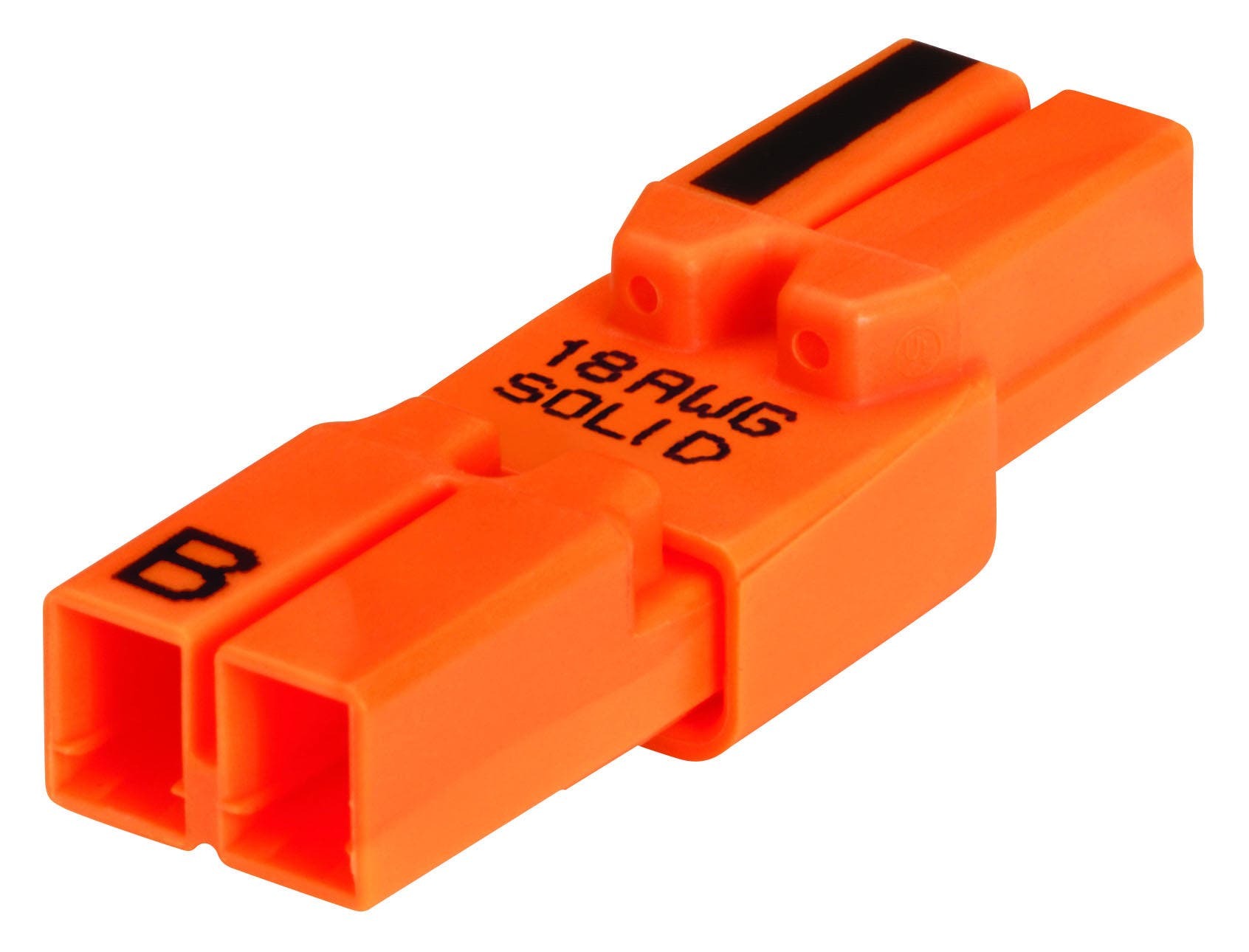 30-082 PowerPlug 2-Wire Solid Luminaire Disconnect, 18 AWG Wire, 1.55 in OAL, 2 Ports, Orange