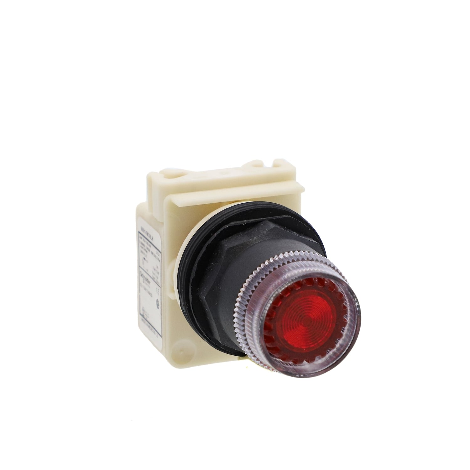 9001SK1L38LRR Harmony Type SK Corrosion-Resistant Dusttight/Oiltight/Watertight Heavy Duty Illuminated Pushbutton Operator With Plastic Full Guard, 30 mm, SPDT Contact, Flush Operator, Red