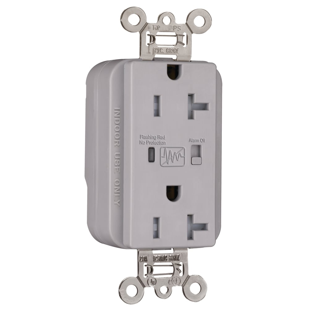PTTR5362GRY PlugTail 20 Amp 125V Spec-Grade Duplex Receptacle, Gray