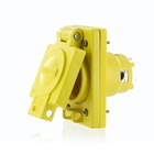 20 Amp, 347 Volt, NEMA L24-20, 2P, 3W, IP66 Rated Cover, Grounding, Corrosion Resistant, Wetguard, Single Locking Inlet, Yellow