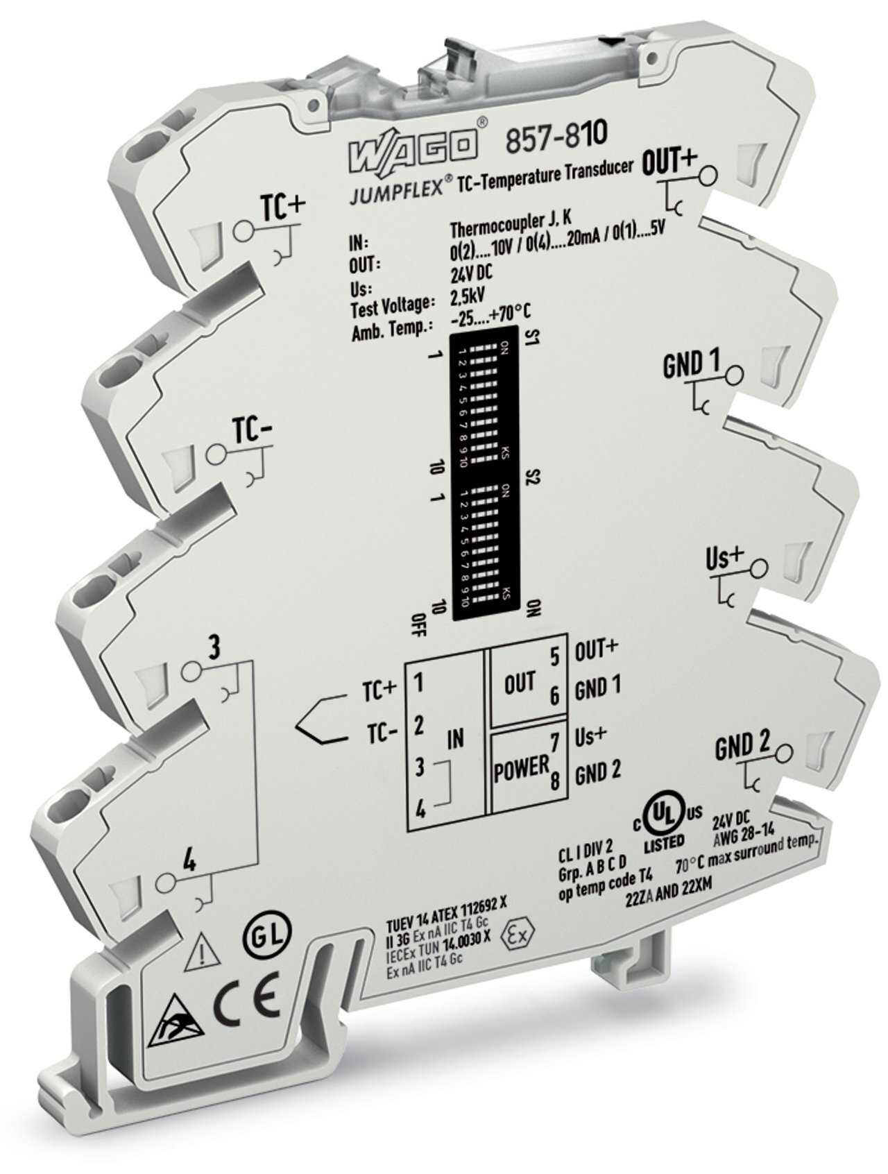 857-810 857 Adjustable Signal Conditioner, 24 V DC Input, Sensor Input, Current Output
