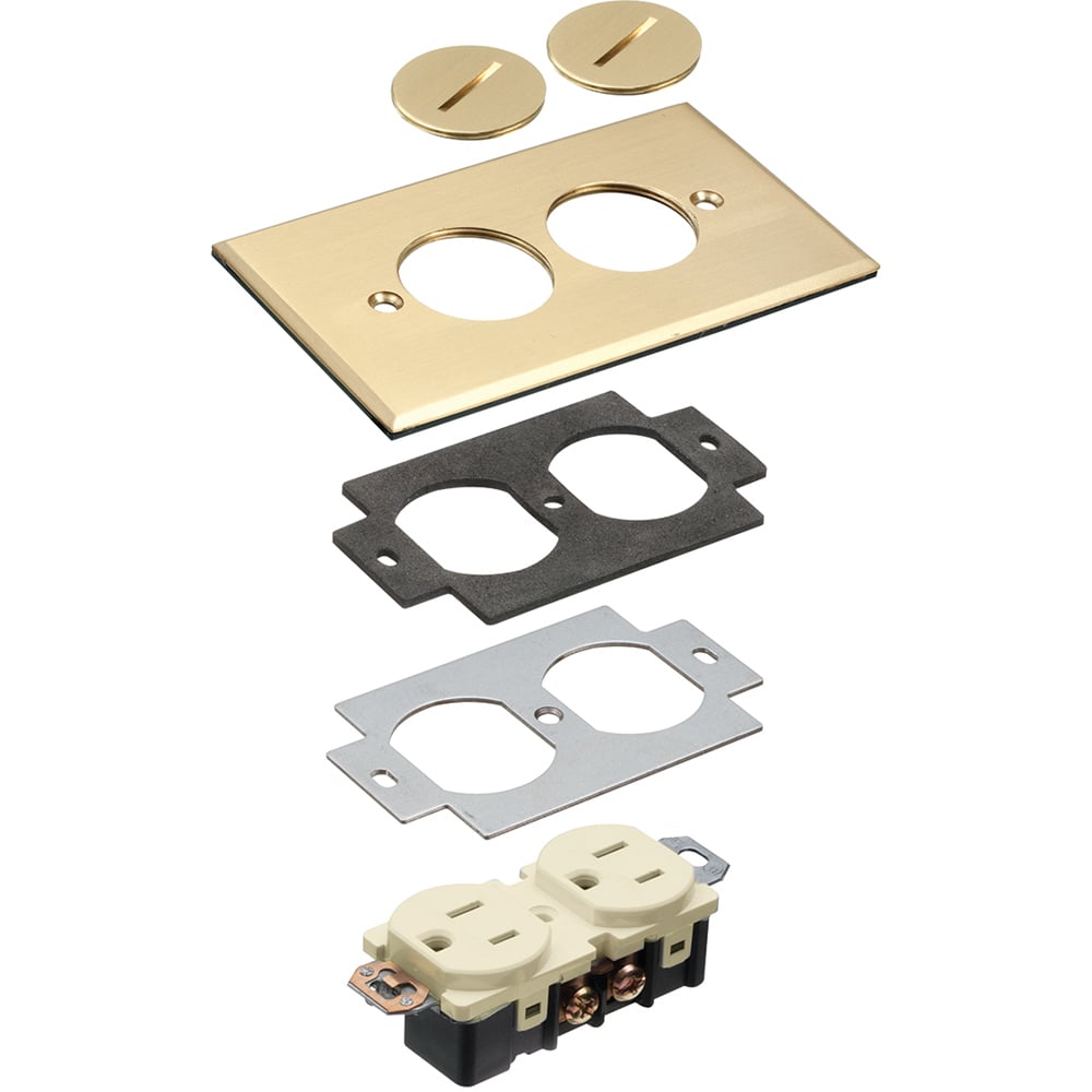 FLB5320MB Floor Box Cover With Gasket, Tamper-Resistant Receptacle, 4.937 in L x 2.85 in W, Brass