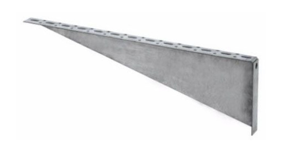 B180SHLZN Left Bracing Slotted Bracket, 7 Holes, 16 in L x 1-5/8 in W x 1/4 in THK, Steel