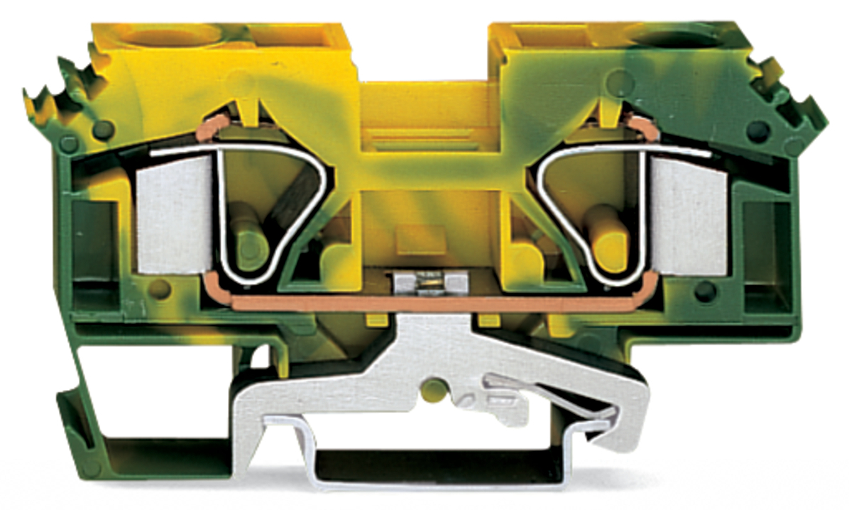 283-607 Operating Tool Ground Terminal Block, 24 to 6 AWG Wire, 1 Poles, DIN Rail Mount