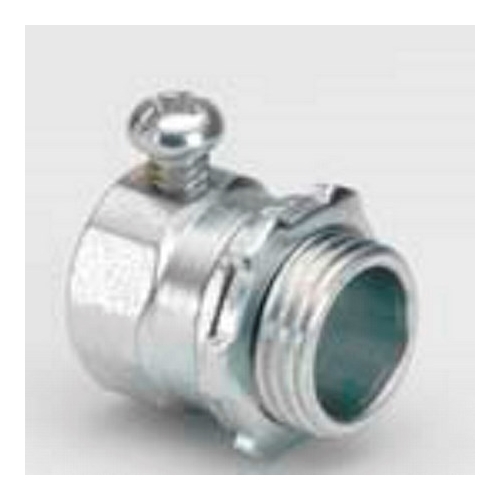231-US Bridgeport Non-Insulated Set Screw Connector, 3/4 in Trade, For Use With EMT Conduit, Steel, Electro-Plated Zinc