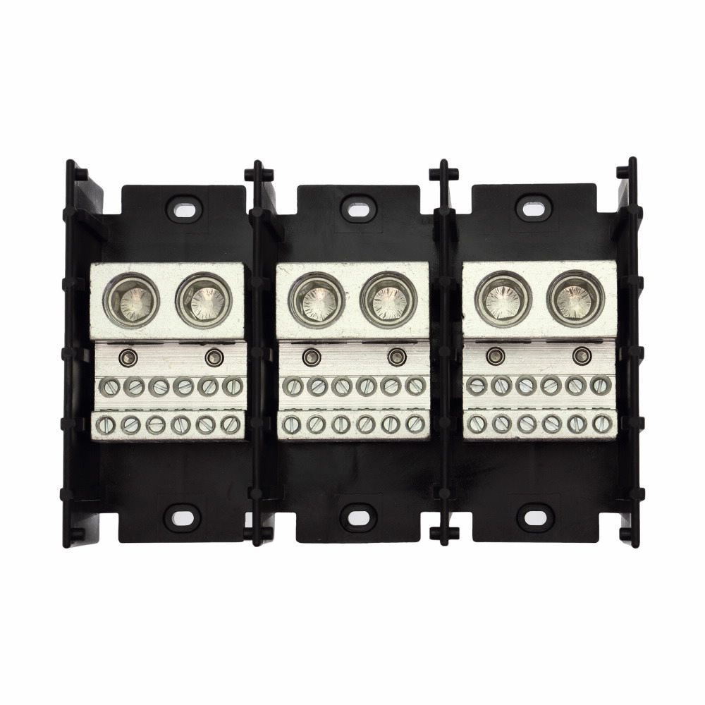 16530-2 Power Distribution Block, 600 V AC/DC, 760 A, 2 Poles, (2) 6 AWG to 500 kcmil Line, (12) 14 to 4 AWG Load Wire, Thermoplastic