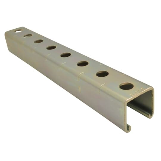 B-905-10-SS Kindorf B Series Punched Metal Channel, 10 ft L 1-1/2 in W 1-1/2 in D 12 ga THK, 304 Stainless Steel, Domestic