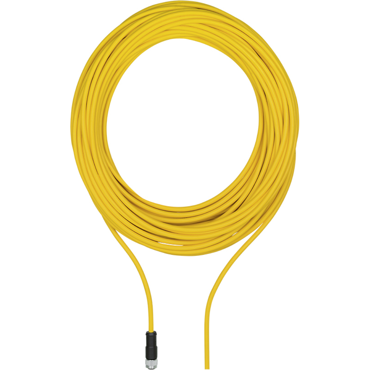 Connection Cable, PUR, Yellow, Suitable for Drag Chains, 8-pin, Socket Straight M12, on Open Line End, A-Coded, 20m