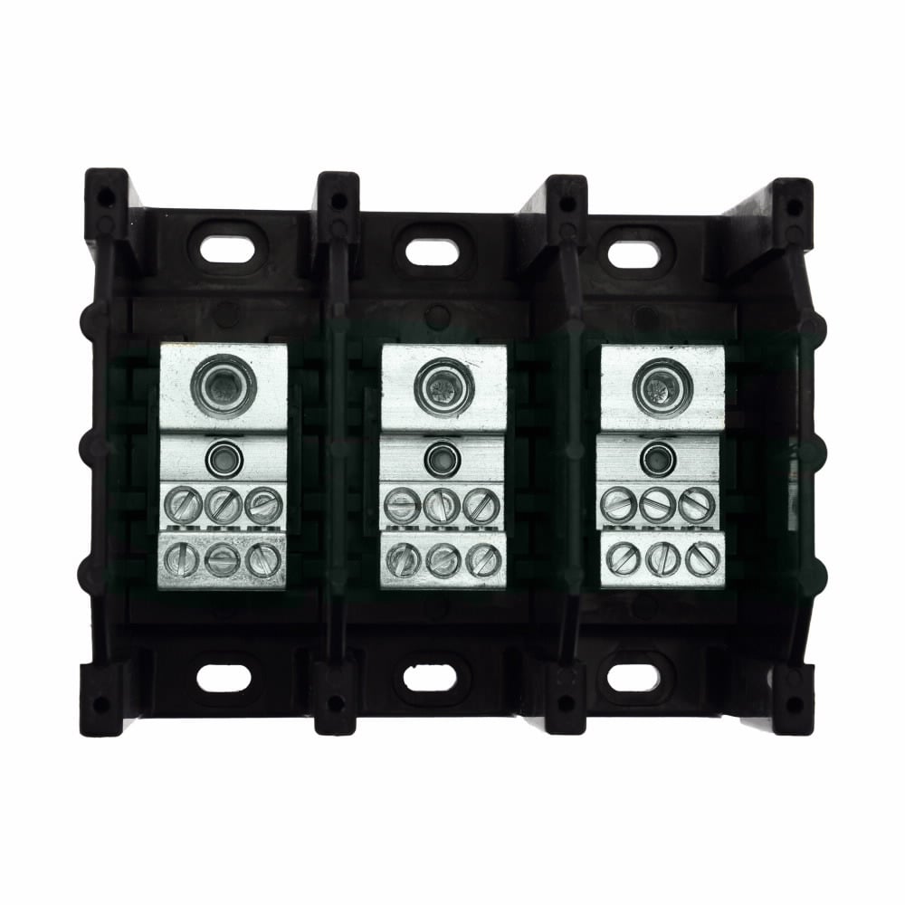PDB321-3 Barrier Power Distribution Block, 600 V AC/DC, 175 A, 3 Poles, 8 to 2/0 AWG Cu Line, (6) 14 to 4 AWG Cu Load Wire, Aluminum