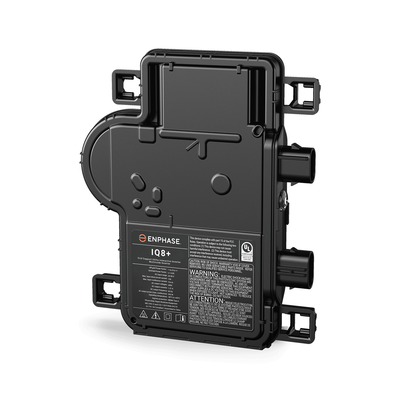 IQ8+ Microinverter with Integrated MC4 Connectors, compatible with 72-cell PV modules