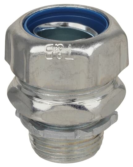 5234-TB T&B Non-Insulated Straight Conduit Connector, 1 in Trade, Steel, Chromate Coated/Electro-Zinc Plated
