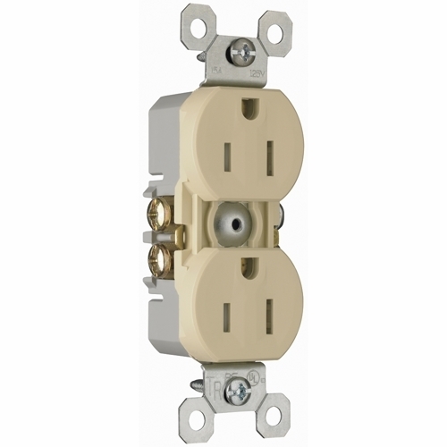 3232TRI Trademaster Duplex Receptacle, 15 Amp, 125V, Ivory