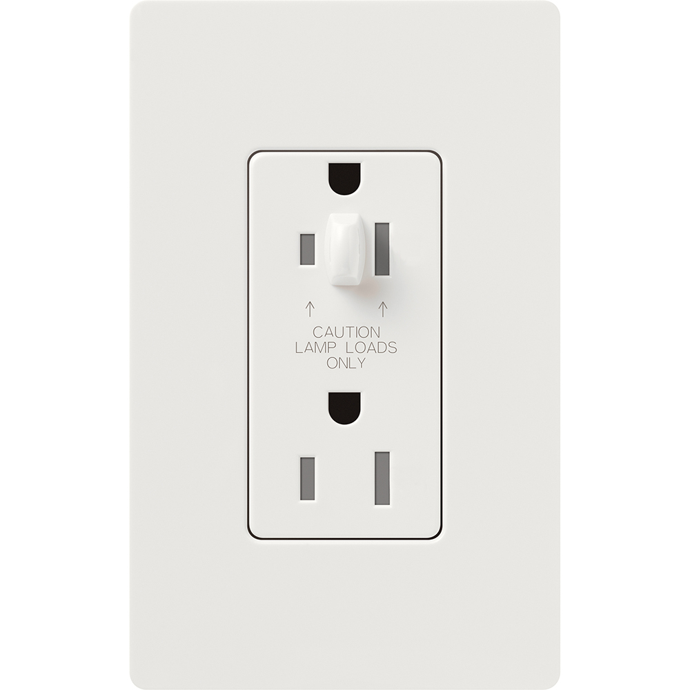 CAR-15-HDTR-WH Claro Half-Dimming Tamper-Resistant Duplex Receptacle, Decorator-Style Outlet, 15 Amp, Gloss, White