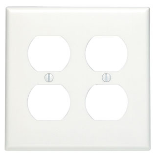 88016 Standard Size Wall Plate, 2 Gangs, 4.56 in W x 4.5 in H, Thermoset, White