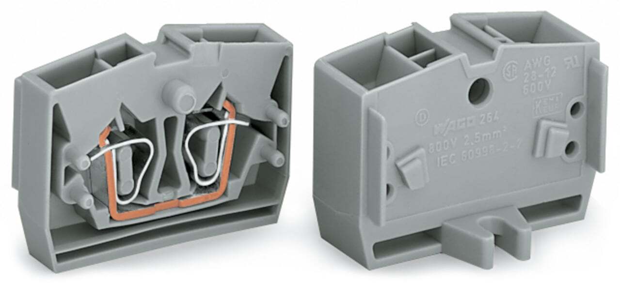 264-331 264 4-Conductor Terminal Block, 800 V, 24 A, 28 to 12 AWG Wire, Surface Mounting