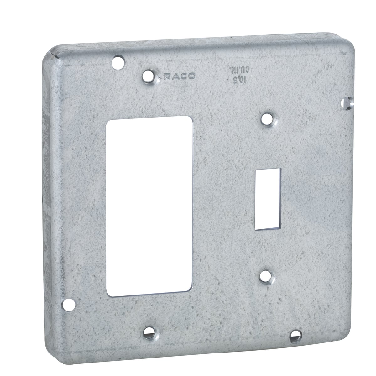 858 Square Exposed Work Cover, 4.69 in L x 4.69 in W x 1/2 in D, Steel