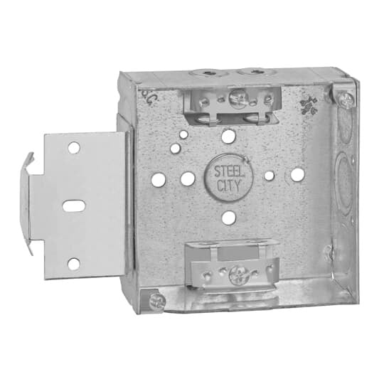 52151-MS-X Steel City Outlet Box, Steel, 21 cu-in Capacity, (1) Outlets, (8) Knockouts, 4 in H x 4 in W x 1-1/2 in D