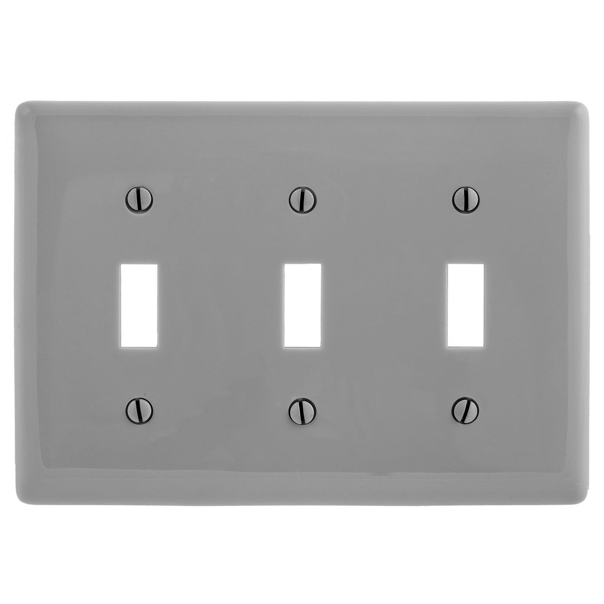 NP3GY Standard Wall Plate, 3 Gangs, 6.5 in W x 4.62 in H x 0.25 in D, Nylon, Gray