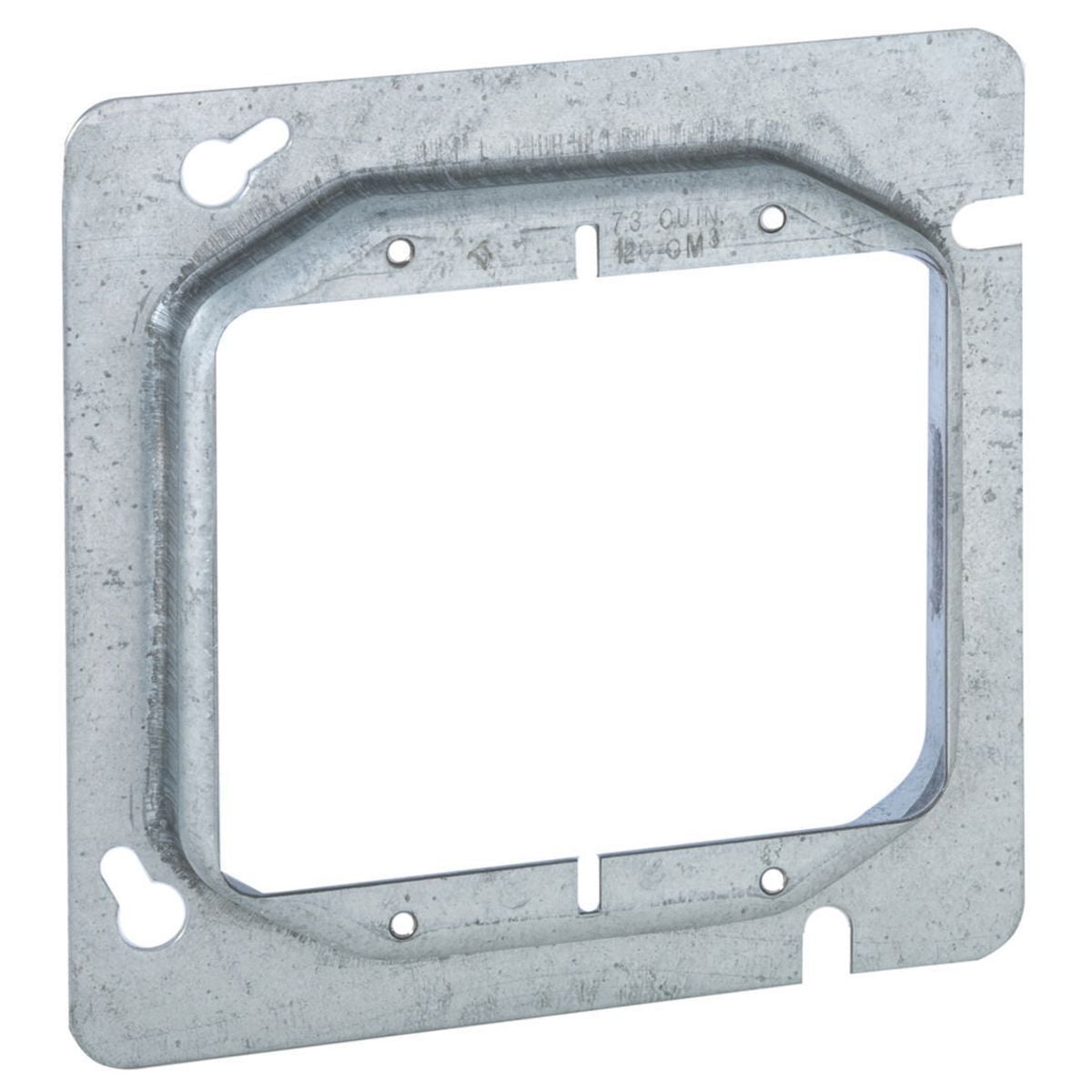 HBL818 2-Gang Fabricated Square Standard Mud Ring, 4-11/16 in L x 4-11/16 in W, Steel, 5/8 in Raised
