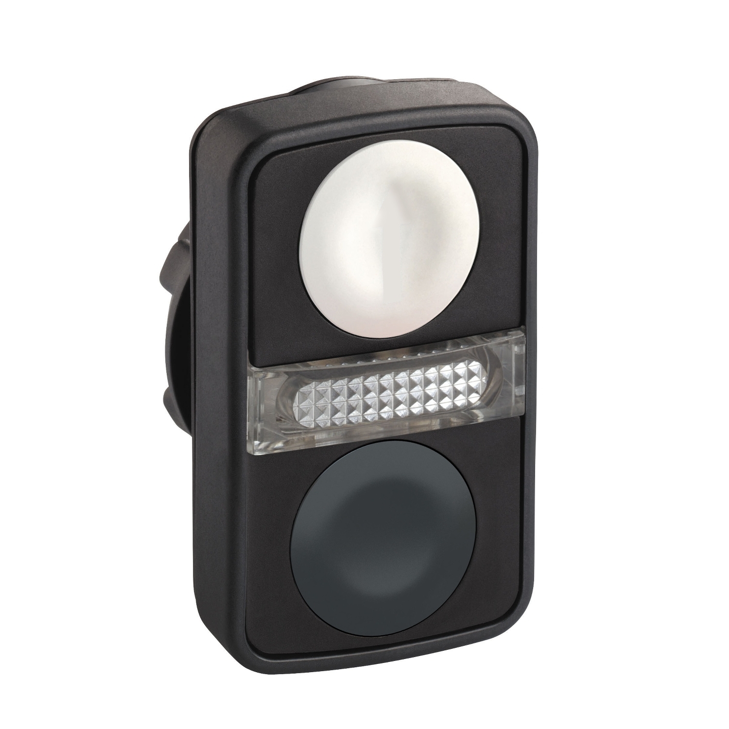 ZB5AW7A1720 Harmony Boot Flush Illuminated Spring Return Standard Pushbutton Head With Integral LED, 22 mm, Rectangle Shape, Plastic, Black/White