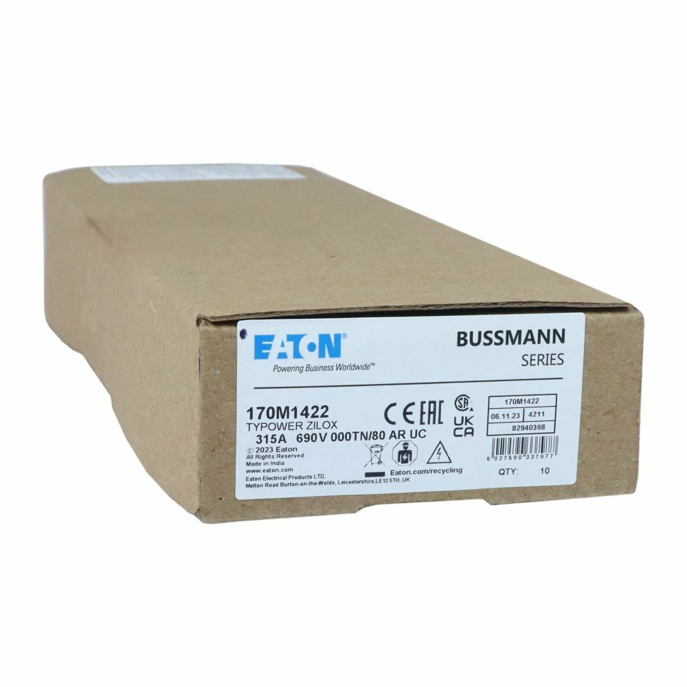 170M1422 Semi-Conductor High Speed Fuse, 315 A, 690 V, 200 kA Interrupt, Class: aR, Square Body