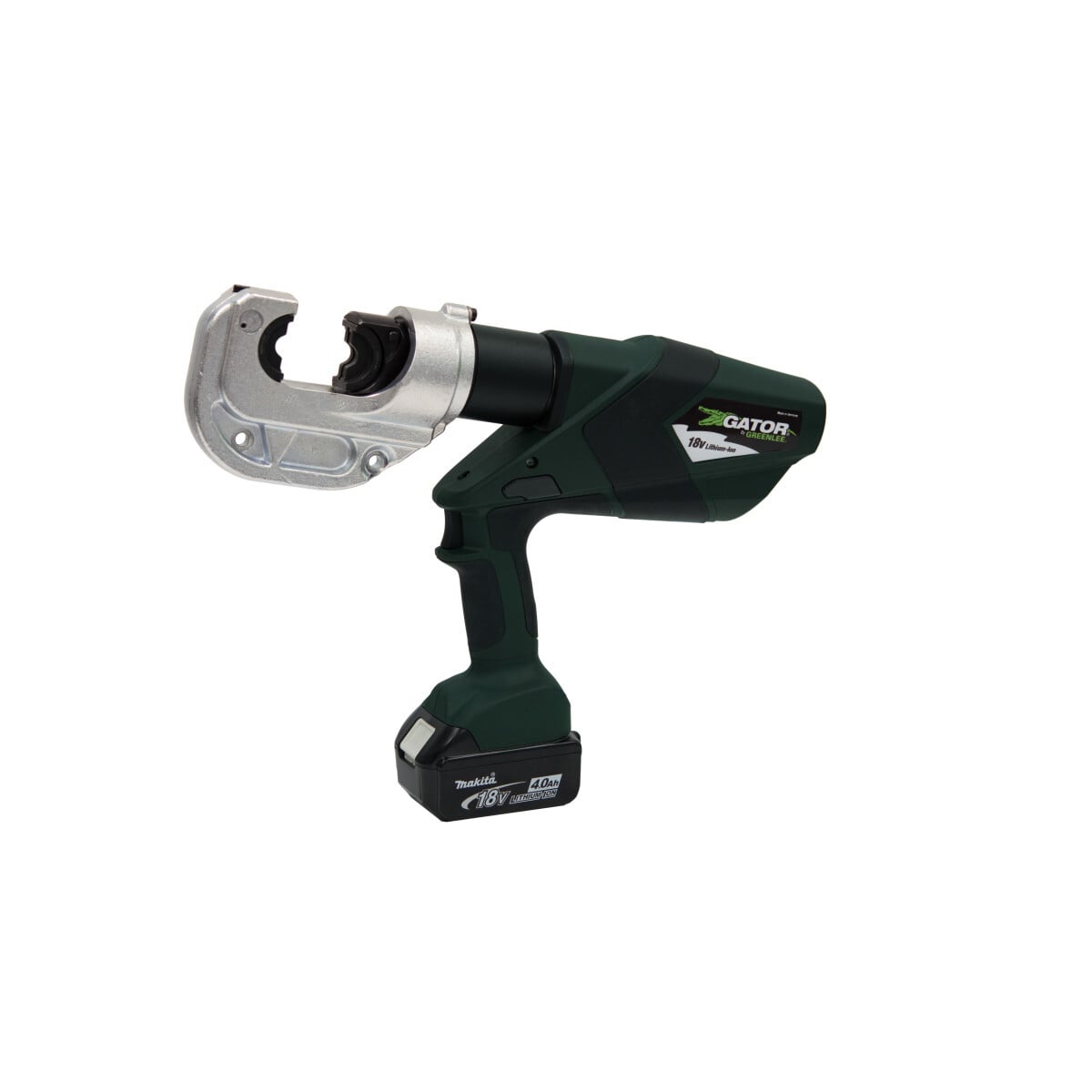 EK1240LX11 Gator Cordless Standard Bare Tool Die Crimper, 8 AWG to 750 kcmil Copper/Aluminum Crimping, 24000 lb Crimping, 18 V DC, Li-Ion Battery, 16-1/4 in OAL