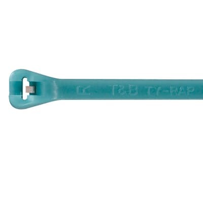 TYZ528M Ty-Rap Radiation-Resistant Cable Tie, 14.19 in L x 0.2 in W x 0.06 in THK, Fluoropolymer ETFE, Aquamarine
