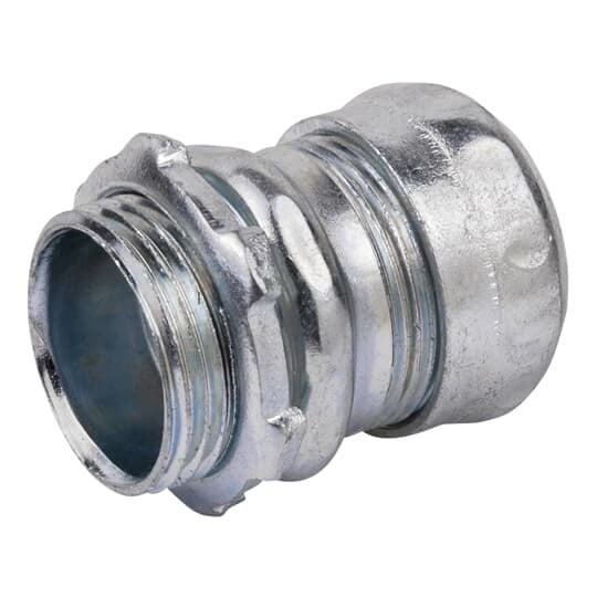 TC112A Steel City Non-Insulated Compression Connector, 3/4 in Trade, For Use With EMT Conduit, Steel, Zinc Plated