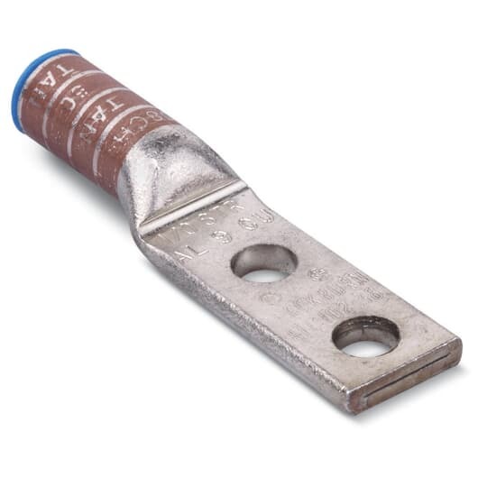 ATL5002 Color-Keyed 2-Hole Compression Lug, 500 to 700 kcmil Aluminum/Copper Conductor, 1/2 in Stud, Aluminum