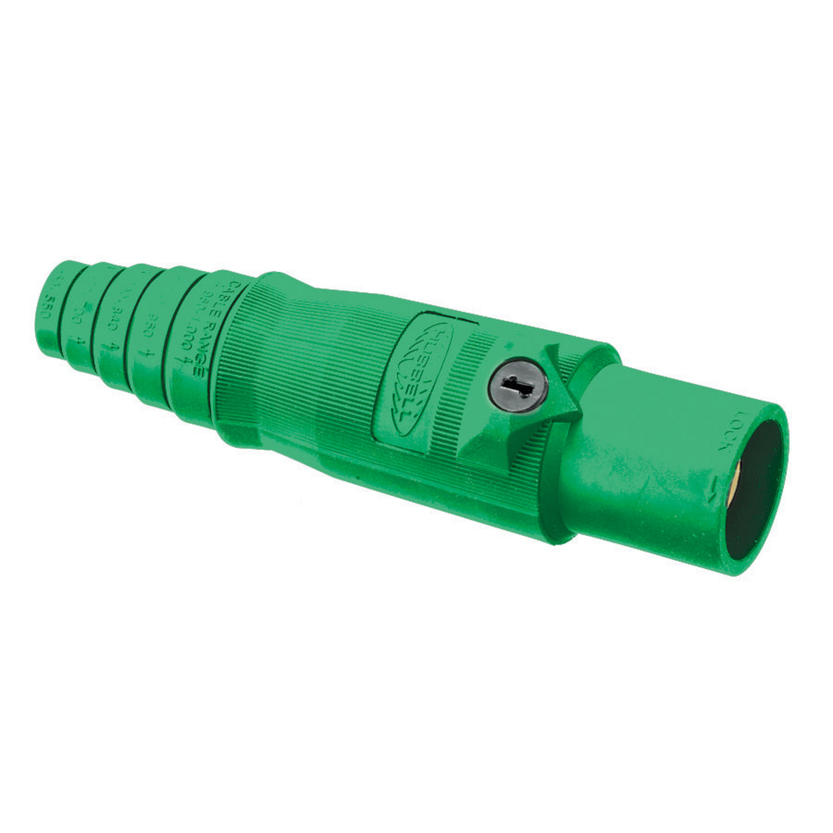 HBL400MGN 16 Series 1-Pole Heavy Duty Male Taper Nose Standard SC/PPC Type Plug, 600 V AC/250 V DC, 400 A, 2/0 to 4/0 AWG Wire, Pressure Screw Terminal Connection, 3R/4X/12K NEMA Rating
