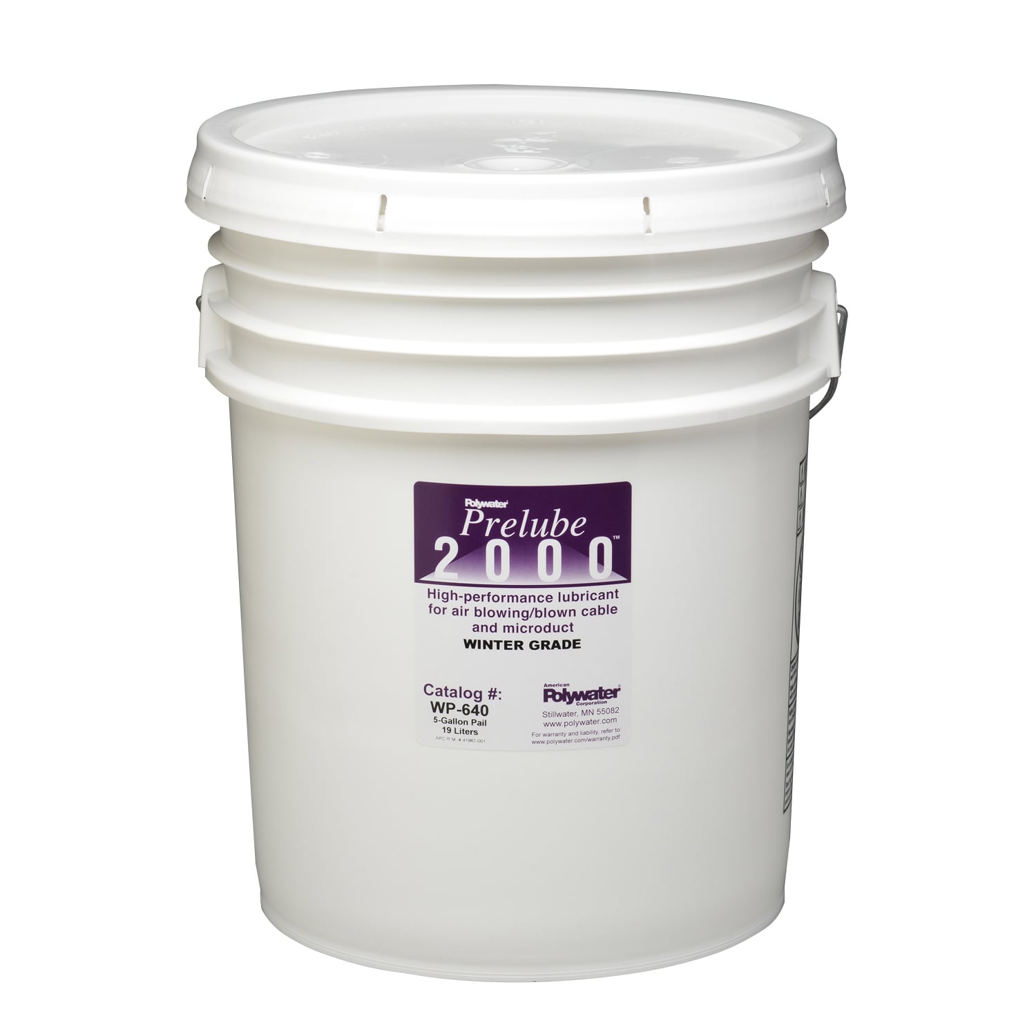 WP-640 Prelube 2000 Type WP Cable Blowing Lubricant, 5 gal Pail, Liquid Form, White, >1