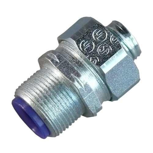 PG100-STB Concretetight Liquid Tight Oiltight Raintight Conduit Connector With Nylon Insulated Throat, 1 in Trade, Straight, Steel, Zinc Electroplated