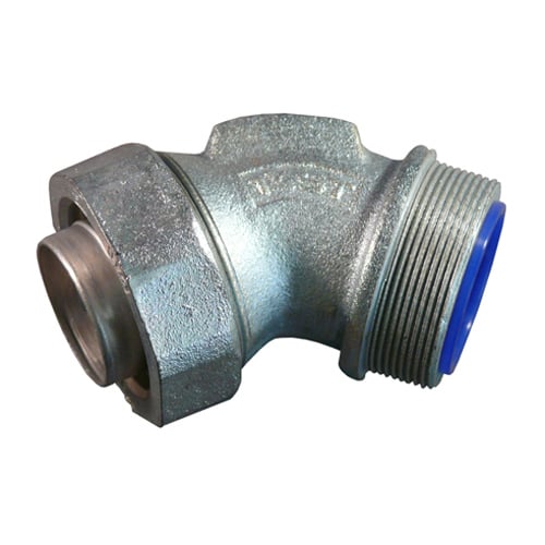 PG45150-STB Concretetight Liquid Tight Oiltight Raintight Conduit Connector With Nylon Insulated Throat, 1-1/2 in Trade, 45 deg, Malleable Iron, Triple Coated
