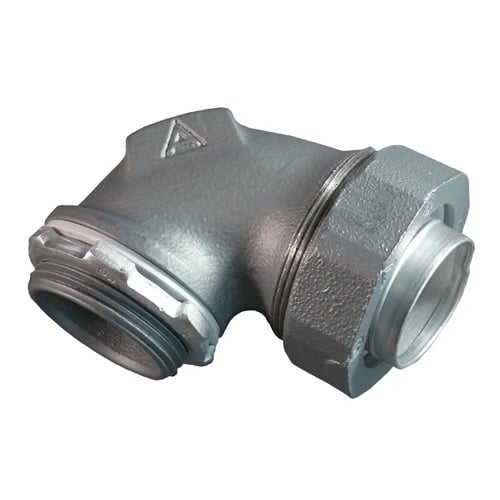 ST-90200AL Liquid Tight Oiltight Raintight Conduit Connector With Plain Throat, 2 in Trade, 90 deg, Copper Free Aluminum