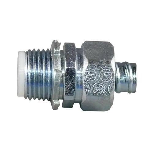 Insulated Throat Straight Liquidtight Connector; 1 Inch, Steel Body and Compression Nut, Polypropylene Sealing Ring, Zinc Electroplate