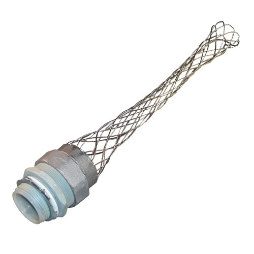 Straight Liquidtight Connector with Wire Mesh Strain Relief, 1-1/4 inch, Malleable Iron, Zinc Electroplated