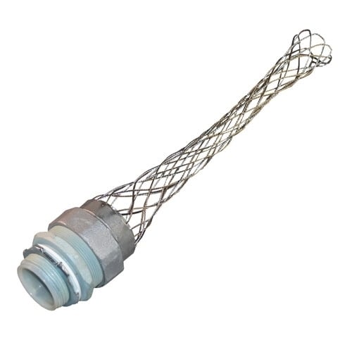 STB-150SR Insulated Throat Oiltight Raintight Liquid Tight Conduit Connector With Stainless Steel Wire Mesh Strain Relief, 1-1/2 in Trade, 1.87 to 1.9 in Cable Openings, For Use With Liquid Tight Flexible Metallic Conduit