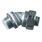 45 Degree Liquidtight Connector With Insulated Throat; 3/4 Inch, Tapered NPT, Malleable Iron, Chromate, Epoxy Powder Coat/Electro-Plated Zinc