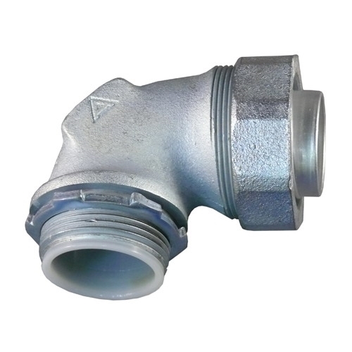 90 deg Liquidtight Connector with Insulated Throat, 4 inch, Malleable Iron, Zinc Electroplated