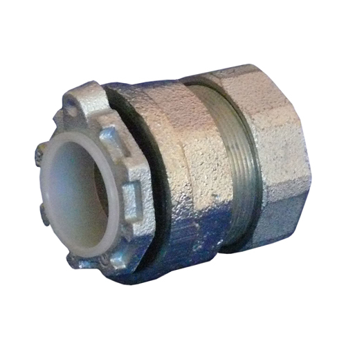 Flexible Metallic Straight Liquidtight Connector, 3 inch, Malleable Iron, Zinc Electroplated