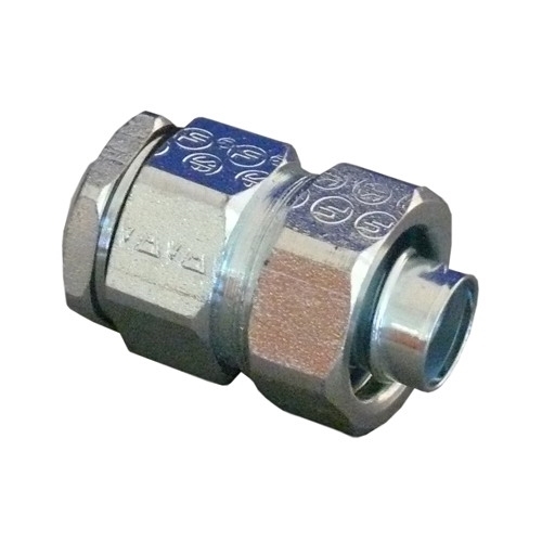 Flexible Metallic Straight Liquidtight Connector, 1/2 inch, Malleable Iron, Zinc Electroplated